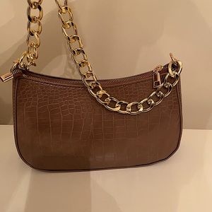 Faux Croc Shoulder Bag